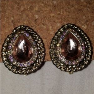 Regal Crystal Rhinestone Teardrop Clip On Earrings